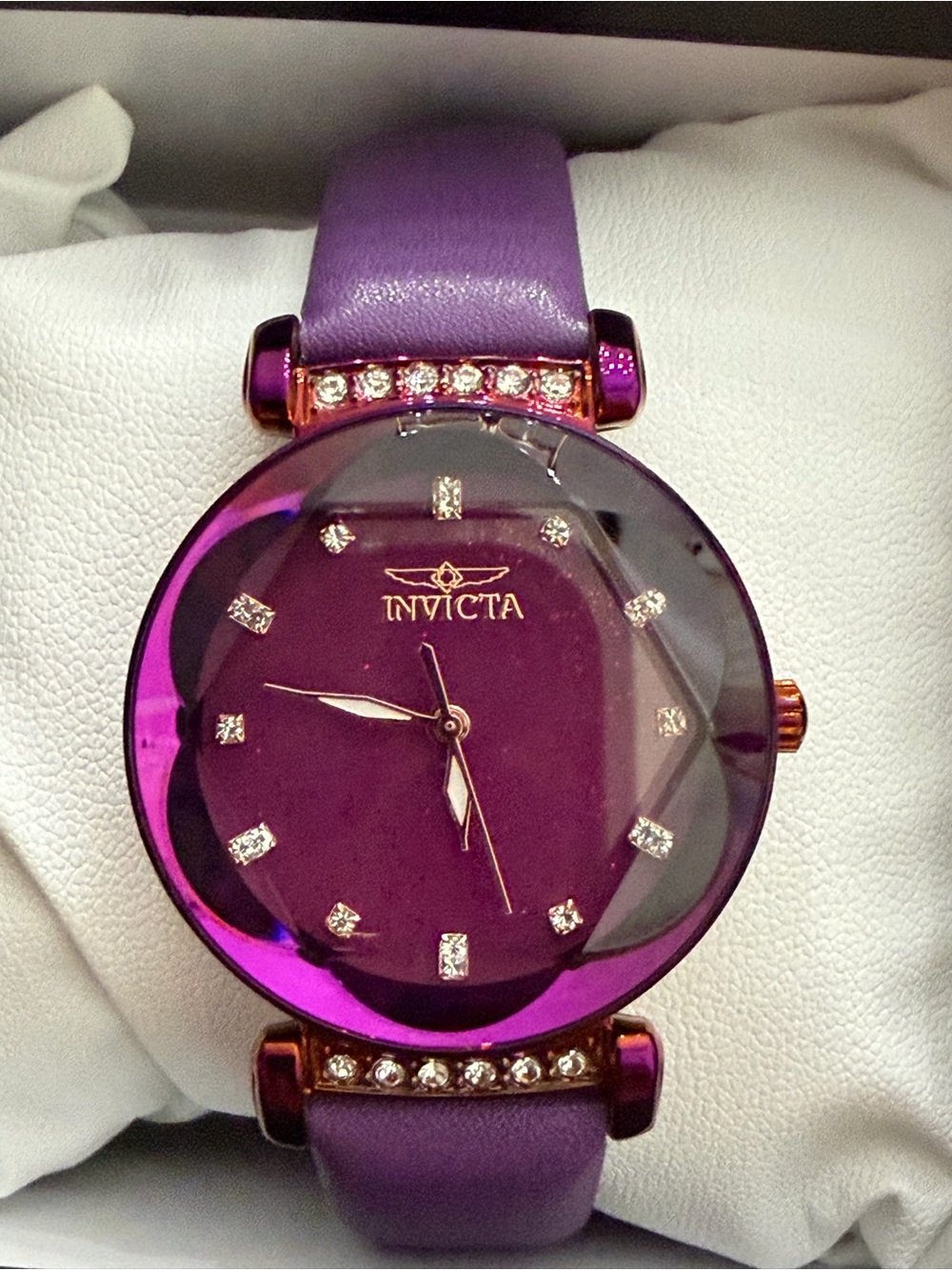Invicta Celestial Women's Purple Crystal Accent Leather Strap Watch